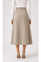 High Waist Midi Skirt with Long Side Seam - Mink - 3