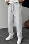 Men's Gray Relaxed Fit Wide Leg Elastic Waist Winter Sweatpants - 6