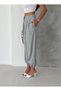 Women's High Waist Pleated Detailed Cuffed Cuff Loose Woven Fabric Trousers - 5