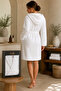 La Notte Cotton Knit Hooded Bathrobe Large White - 3