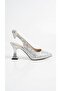 Royal Women's Leather Short Goblet Heel Pointed Toe Open Back Bow Detail Heeled Shoes - 7