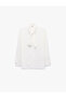 Regular Fit Scarf Collar Long Sleeve Button Detailed Crepe Shirt - 6