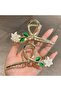 White Enamel Floral Metal Clasp Buckle - 3