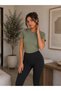 Women's Basic Slim Fit Crew Neck Short Sleeve Bodysuit - Viscose - Super Quality - 3