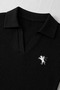 Steed Polo Collar Embroidered Drawstring Detailed Bodysuit with Finger Loop Detail - 4