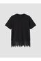 Lcw Modest Black Crew Neck Lace Blouse - 5