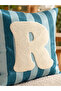 Punch Embroidered Throw Pillow Cover - 43*43 cm - Blue Letter R - Pnk001 - 2