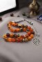 Natural Agate Stone 33-Piece Prayer Beads with Metal Tassel 10mm Sphere Cut 902812