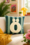 Punch Embroidered Throw Pillow Cover - 43*43 cm - Green Letter O - Pnk001