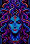 Psychedelic Neon Woman Face with Third Eye Pattern 70X150 Beach Towel - Digital Printed Bath Towel - 3