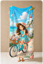 Cute Yellow-Clothed Teddy Bear Striped Summer Patterned 70X150 Beach Towel - Cotton Bath Towel