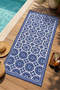 Bohemian Blue Mandala Tile Motif Patterned 70X150 Beach Towel - Digital Printed Fade-Resistant Bath Towel - 2