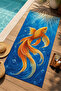 Japanese-Inspired Orange Koi Fish Patterned 70X150 Beach Towel - Digital Printed Fade-Resistant Bath Towel - 2
