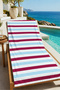 Retro Burgundy Blue Horizontal Striped Patterned 70X150 Beach Towel - Digital Printed Fade-Resistant Bath Towel