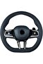 Microfiber Leather Car Medium Steering Wheel Cover (14.5''-15'',Black Dark Blue) - 2