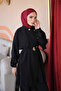Black Buttoned Belted Tunic Trouser Suit - 3