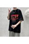 Mi̇ngalondon Red Slasher Black Unisex Oversize T-Shirt