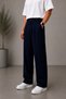 Men's Navy Blue Baggy Fabric Trousers Loose Fit Straight Leg - 3
