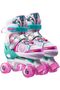 Double Row Roller Skates, Size Adjustable Beginner Rollerskates with PU Flashing Wheels, In