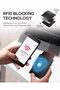 حافظة بطاقات رجالية - حافظة بطاقات نحيفة قابلة للطي مع خاصية حجب RFID، مصنوعة من الجلد الطبيعي، نافذة لبطاقة الهوية، C - 3