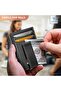 محفظة رفيعة للرجال، حامل بطاقات جلدي مزود بخاصية حجب RFID مع إغلاق مغناطيسي، تتسع لـ 12 بطاقة، ومقصورة للأوراق النقدية - 4