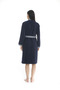 Athena Kimono Women's Bathrobe - Navy Blue with Jacquard Border, 100% Cotton - 5