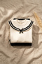 Nora Marine Sailor Collared Black-Cream Baby Set - Soft Textured Cotton Black Bottom and Top Combination - 7