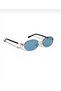 Metal Oval Women's Sunglasses with Blue Glass Detail, Uv400 Protection - 3