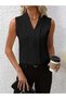 Women's Sleeveless V-Neck Janjan Crepe Blouse - 4