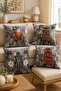 Gray Floor Fillers Patterned 4-Piece Throw Pillow Cover Set