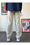 Vintage Beige Tencel Fabric Relaxed Fit Baggy Trousers - 4