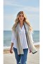 Ecru Navy Blue Polka Dot Women's Shawl Spotted Minimal Pattern Daily Shawl - 5