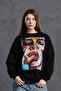 Black Pop-Art Printed Oversize Sweatshirt 18216