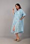 Women's Italian Cotton Pocket Embossed Embroidered Sequined Oversize Long Dress - 3