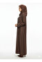 Rizqé Mocha Brown Closed Abaya | Silver Geometric Thread Embellishment | A-Line Silhouette & Fitted Sleeve Cuffs - 3