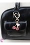 Pink Glitter Cherry Flower Bag Ornament Keychain - Gift Gold Heart Metal Clip Bag Charm - 4
