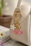 Pink Glitter Cherry Flower Bag Ornament Keychain - Gift Gold Heart Metal Clip Bag Charm - 2