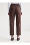Ozmarka New Season Brown Belted Waist Carrot Fit Women's Jean Trousers - 4