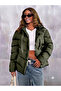 Women's Khaki Hooded Puffer Coat - 3