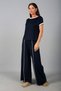 Women's Wide Collar Blouse with Elastic Waist and Pockets, Wide Leg Pants with Ribbed Modal, 2-Piece Set - 3