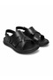 Men's Black Back-Strapped Cross-Strapped Comfortable Sole Casual 100% Genuine Leather Sandals