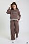 Brown Girls' Striped Cropped Sweatshirt 3-Piece Wide-Leg Sweatpants Set 24777 - 2