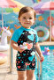Short Sleeve Children's Baby Swimmer Jumpsuit Swimsuit 4405 Mint - 3