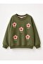 Girl's Sweatshirt with Floral Embroidery on the Front
