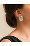 Gold Cream Oval Women's Earrings - 2