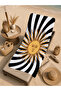 Black and White Ray Sun Face Patterned 70X150 Beach Towel - Cotton Bath Towel - 5