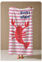Pink and White Striped Lobster Shell Yeah Written 70X150 Beach Towel - Digital Printed Fade-Resistant Bath Towel - 4