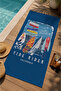 Blue Surfboards and Waves Pattern 70X150 Beach Towel - Digital Printed Bath Towel - 2