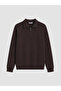 Özmarka New Season Brown Polo Collar Men's Sweatshirt - 5