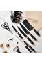 KUNSION 9-Piece Professional Kitchen Knife Set with Stainless Steel Blades, Elegant Black Crackle Marble Design Handles, Multipurpose Scissors, Vegetable Peeler and Countertop Storage Stand, Complete - 6